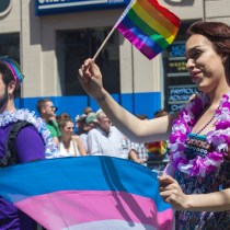 transgender woman gay pride flag LGBT San Francisico parade